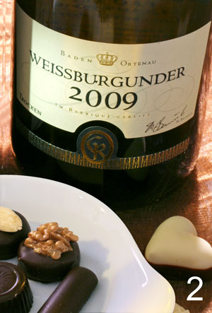 Ein im Barrique ausgebauter, kräftiger Weißburgunder von den Oberkircher Winzern, ein Traum zu Schokolade.