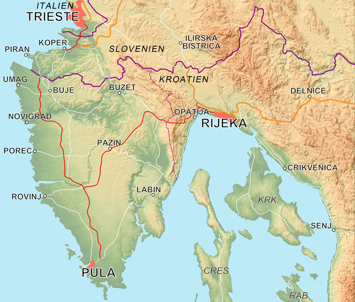 Die Halbinsel Istrien, die überwiegend zu Kroatien gehört