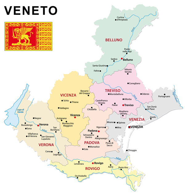 Das Veneto. Karte von lesniewski - Adobestock