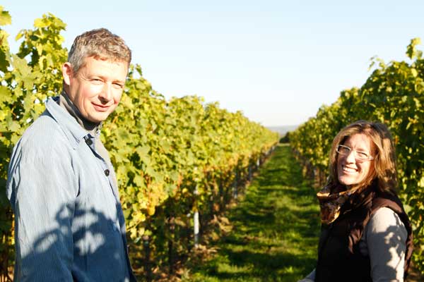 Ansgar und Katja Galler, Weingut Galler in Kirchheim/Weinstraße/Pfalz, die sich sehr für Piwi-Sorten engagieren. Katja Galler fungiert sogar als Kassenwartin von PIWI-International. e.V.  Foto: Andreas Durst