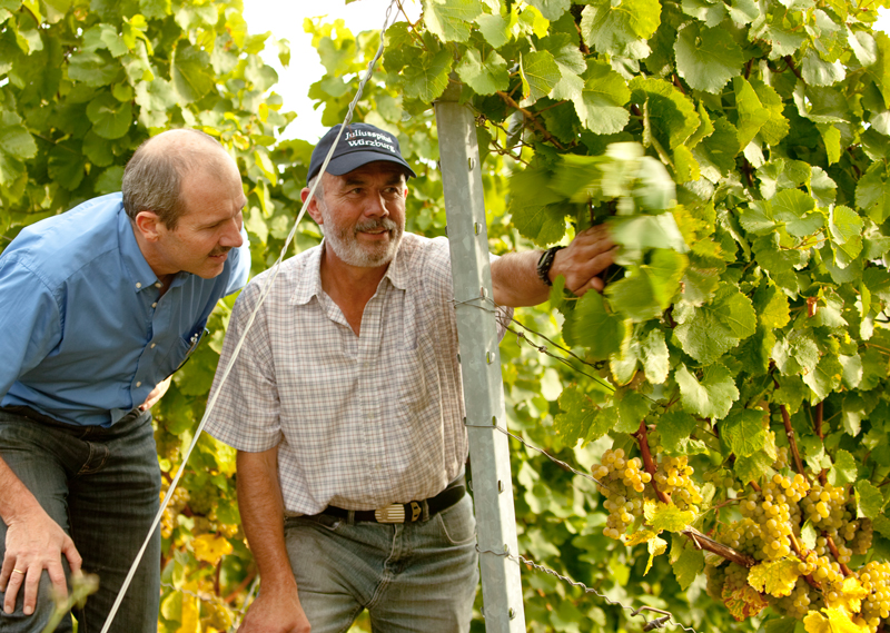 Weingut Juliusspital: Leiter des Weinguts, Horst Kolesch (links), und Weinbergsmeister, Lothar Flösser.