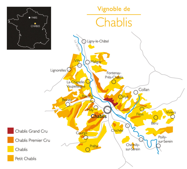 Chablis die Lagen. Grafiken: BIVB