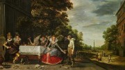Dialogauktion der SØR Rusche Collection bei Van Ham - Adam van Breen: Gesellschaft auf einer Terrasse, 1614
