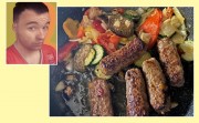 Grillrezept Cevapcici vom bonvinitas Leser Rene Stoldt (oben links). Im Bild alles zum Fertiggaren in der Pfanne auf dem Grill