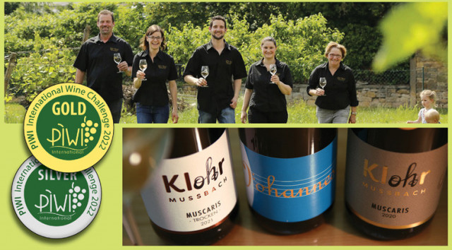 Siegerweingut Klohr mit drei PIWI-Medaillen-Weinen über 90