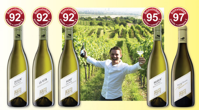 92 to 97 bonvinitas points: top strong white wines of the Austrian Wine Estate Pfaffl