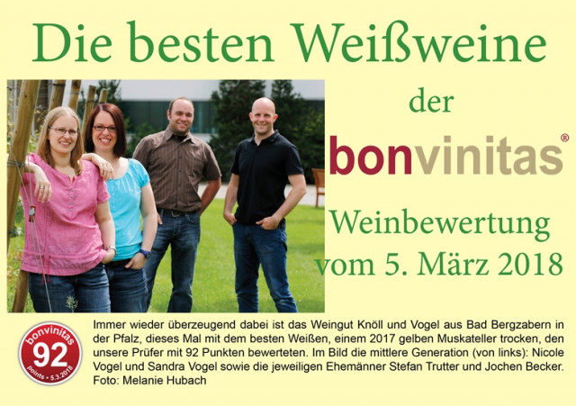 Die besten Weißweine der Weinbewertung vom 5. März 2018