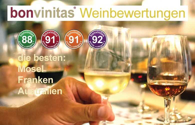 Die besten der bonvinitas Weinbewertung vom 24.10.2019 - von der Mosel, aus Franken sowie aus Australien