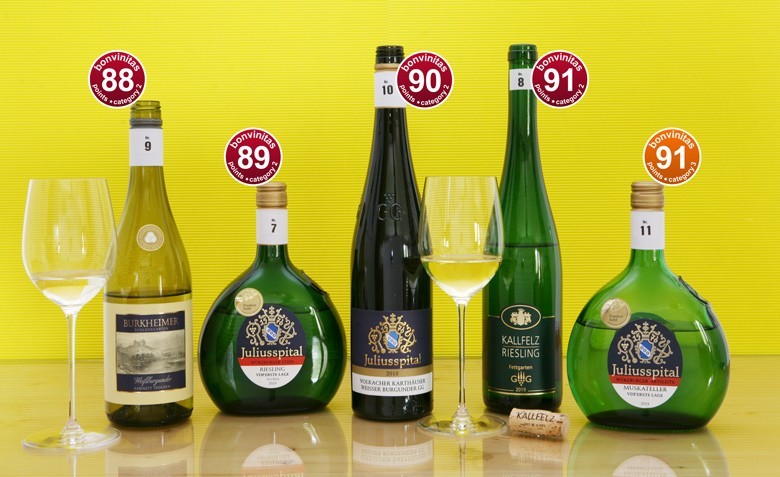 Die allerbesten Weißweine bei der bonvinitas Weinbewertung v. 2.10.2020 – Weißburgunder, Riesling und Muskateller - bis 91 Punkte