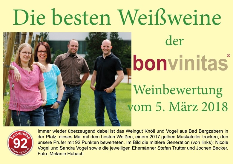 Die besten Weißweine der Weinbewertung vom 5. März 2018
