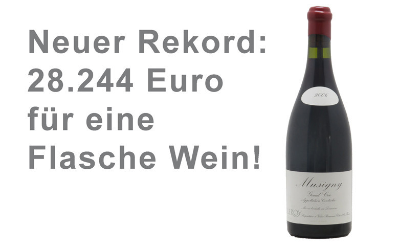Neuer Rekord bei Weinversteigerungen: 28.244 Euro für eine Flasche 2006 Musigny der Domaine Leroy