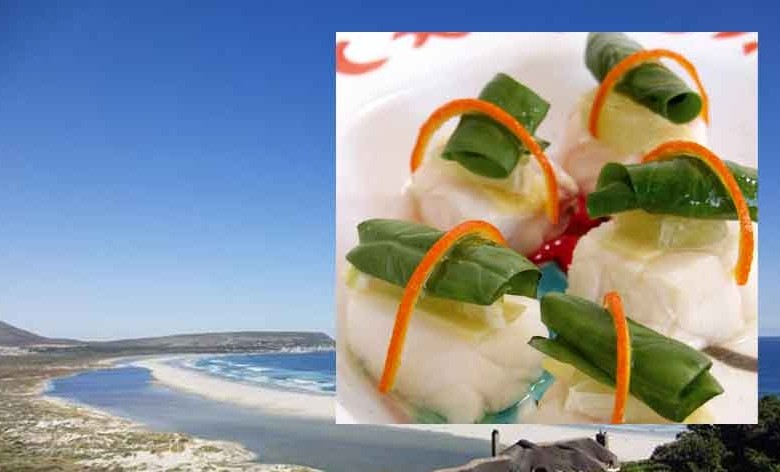 Fischwürfel an Mandarine mit Limette und Ingwer