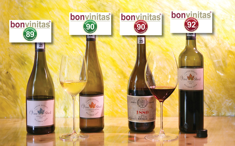 Super Weine von Down Under aus dem bekannten McLaren Vale: Pinot Noir, Shiraz und Gewürztraminer von Conte Estate - super, was auch ohne viel Alkohol geht!