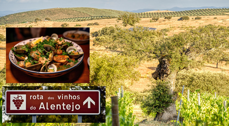 Der Alentejo - Tradition trifft Moderne: Designerweingüter, traditionelle Keltermethoden und autochthone Rebsorten, plus viele Olivenbäume sowie auch zum Genießen die traditionellen Muscheln mit Schweinefleisch